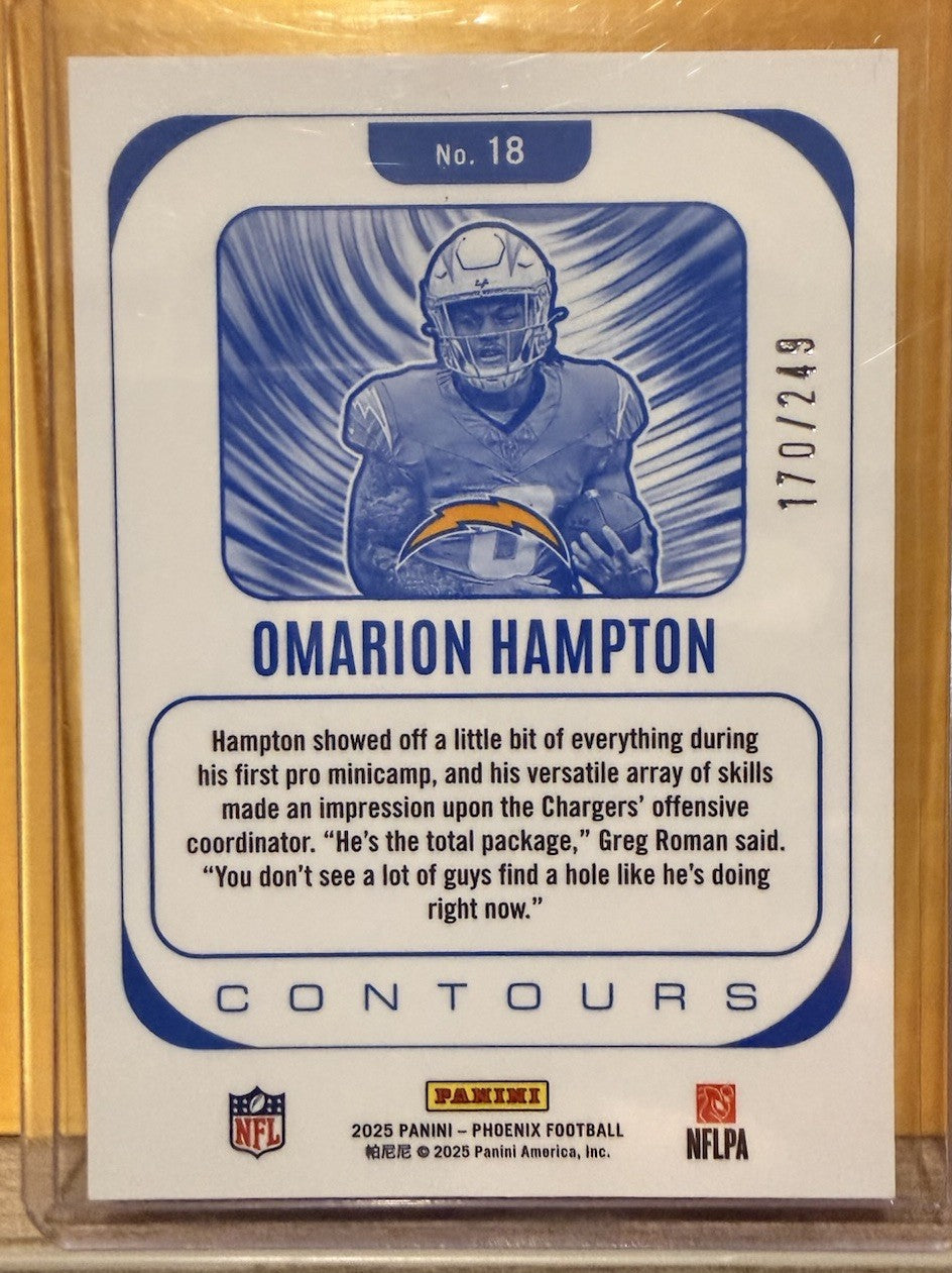 2025 Panini Phoenix - Omarion Hampton Contours Silver Pandora /249 #18 (RC)