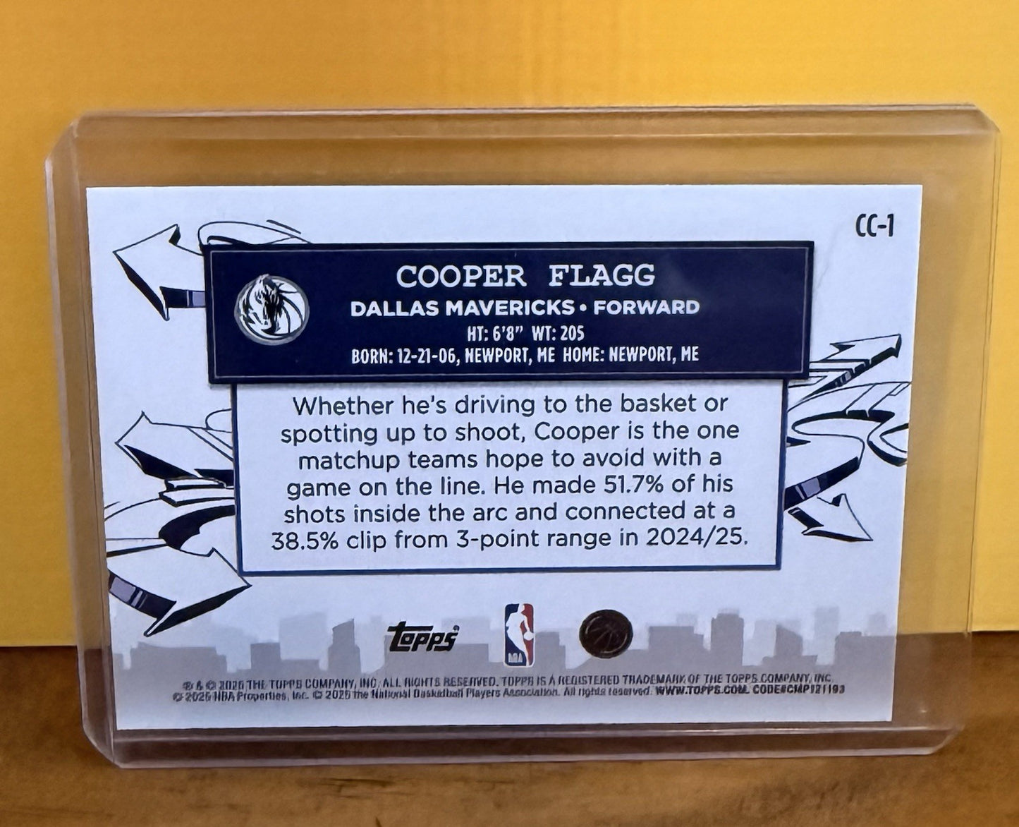 2025-26 Topps Clutch City Prospects Rookie Cooper Flagg #CC-1 Dallas Mavericks