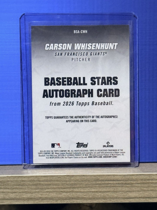 2026 Topps Series 1 - Baseball Autographs Carson Whisenhunt #BSA-CWH (AU, RC)