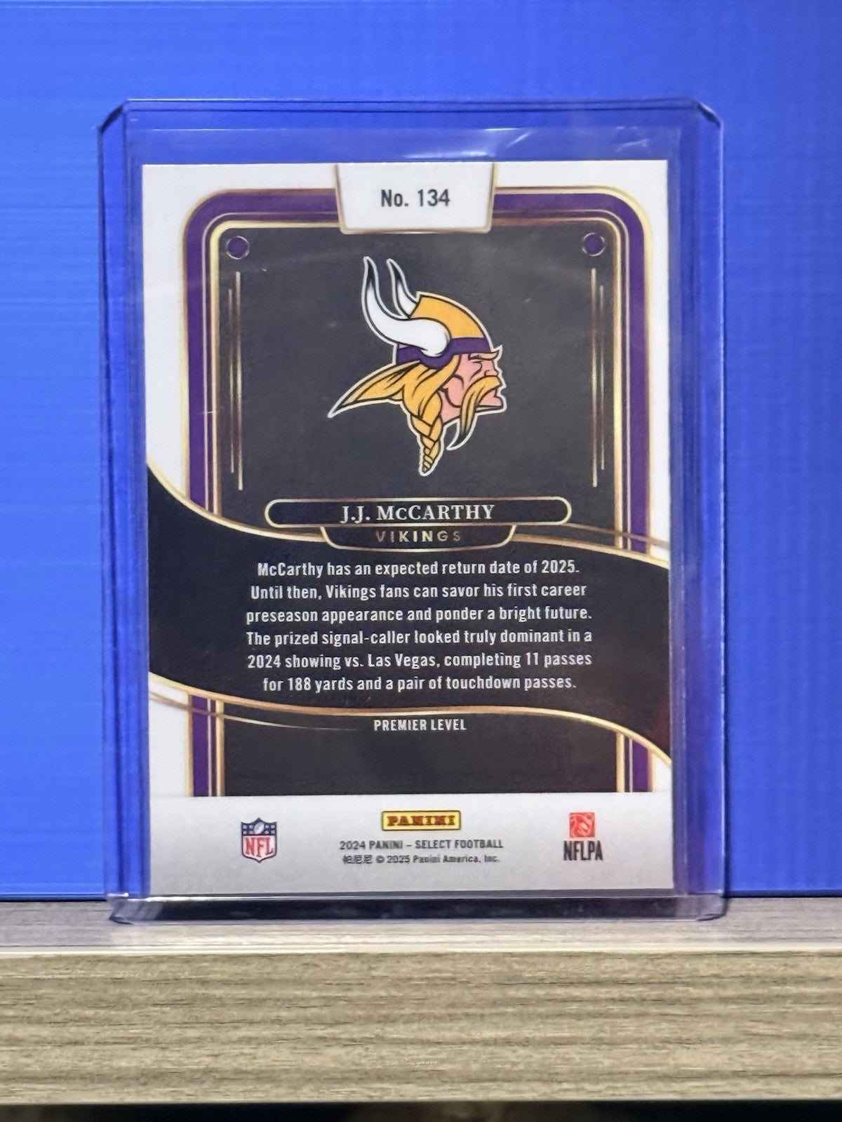 2024 Panini Select Premier Level J.J. McCarthy #134 Rookie RC Minnesota Vikings