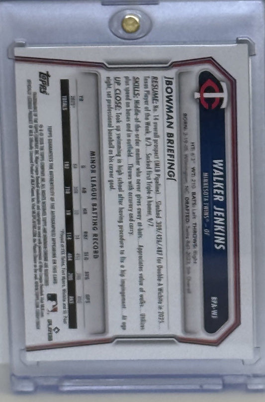 2026 Bowman Paper Prospect Auto Walker Jenkins Purple #BPA-WJ /250 Twins