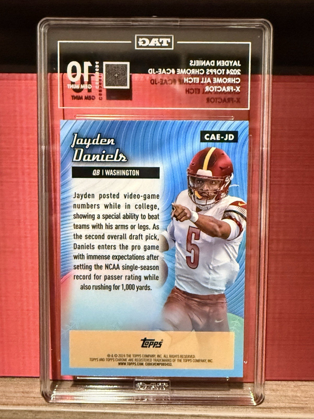 JAYDEN DANIELS - 2024 TOPPS CHROME - ALL ETCH - X-FRACTOR - TAG 10 - Rank #1 💎