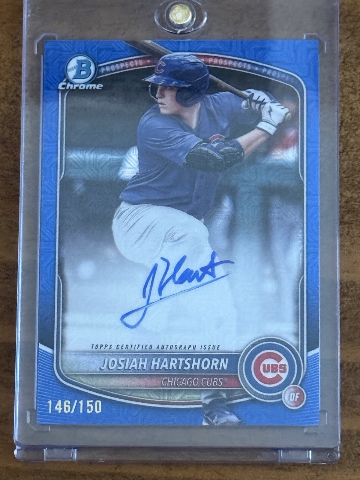 2025 Bowman Josiah Hartshorn Cubs RC Auto Blue Mojo /150 BMA-JHA Color Match