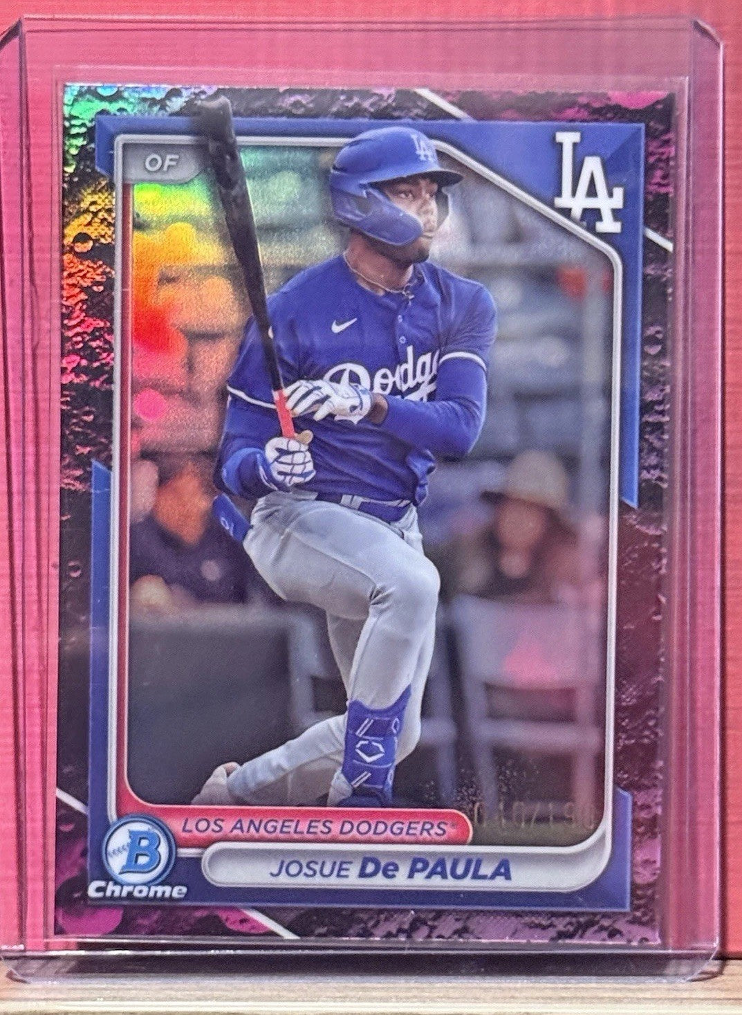 2024 Bowman Draft Josue De Paula BDC-47 Fuchsia Crater Refractor /199 Dodgers