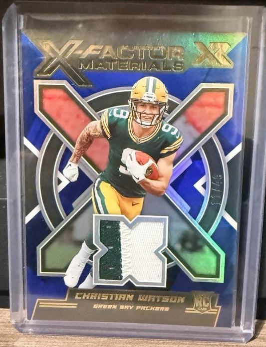 2022 Panini XR - X-Factor Materials Christian Watson #XFM-CW Blue /49 (MEM, RC)