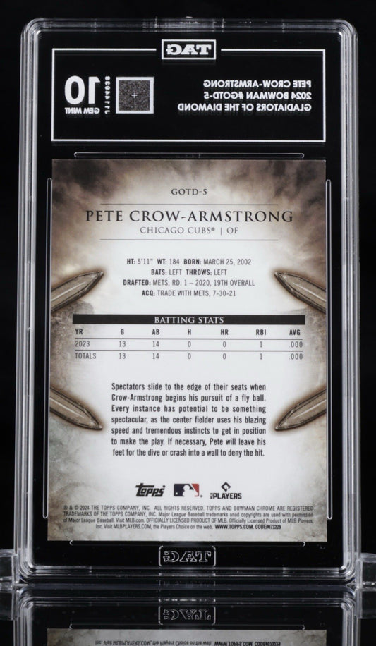 2024 Bowman Pete Crow-Armstrong Gladiators #GOTD5 TAG 10 💎 RC | Cubs Pop 1