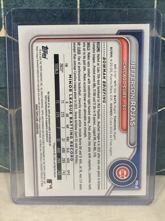 Jefferson Rojas 2024 Bowman Orange Auto /25 Cubs 🔥