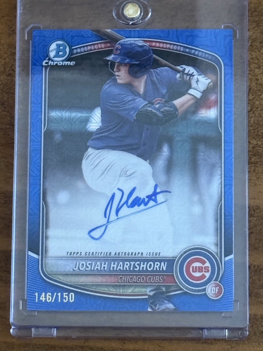 2025 Bowman Josiah Hartshorn Cubs RC Auto Blue Mojo /150 BMA-JHA Color Match