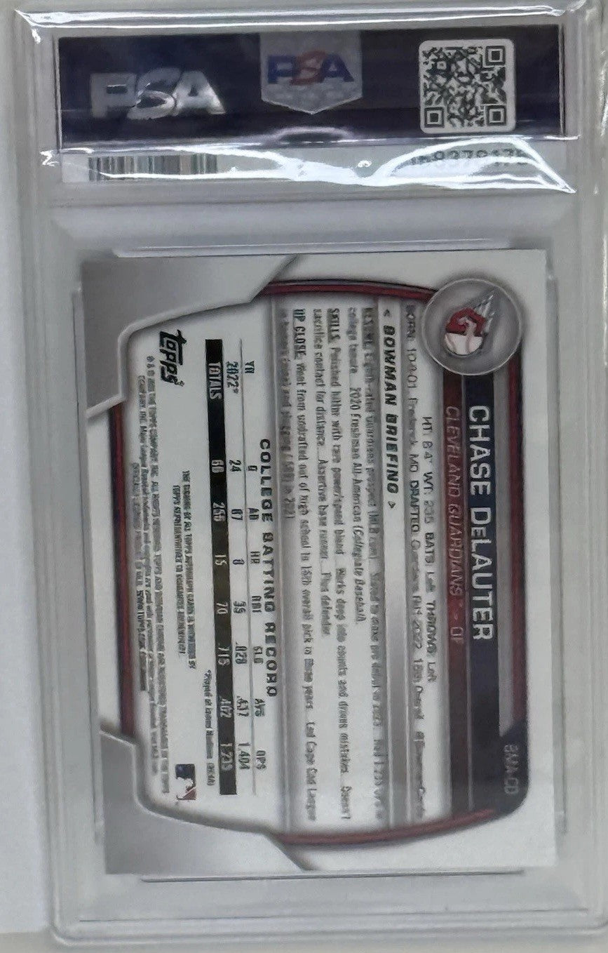 2023 Bowman Chrome Chase Delauter Auto /150 PSA 10 Blue Refractor
