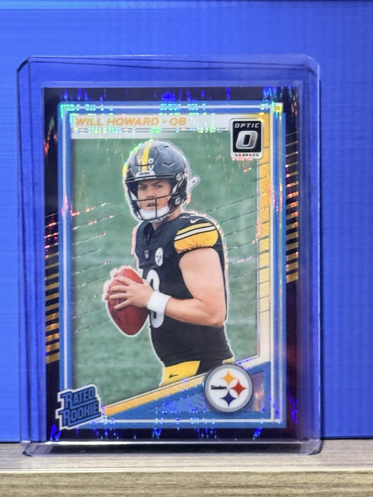 Will Howard 2025 Donruss Optic Rookie Purple Shock Parallel Pittsburgh Steelers